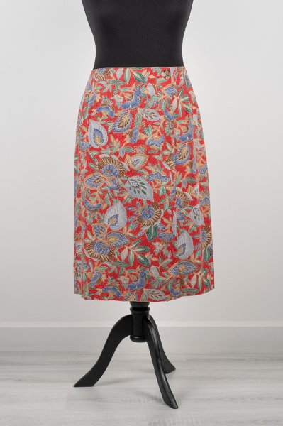 Talbots Petites Çiçek Desenli Envelop Koton Midi Etek