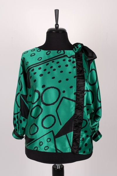 Fong Leng 80's Vintage Yarasa Kollu İpek Bluz