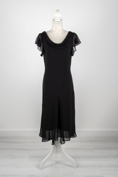 S.L. Fashions Sırt Dekolteli Şifon Gece Elbisesi