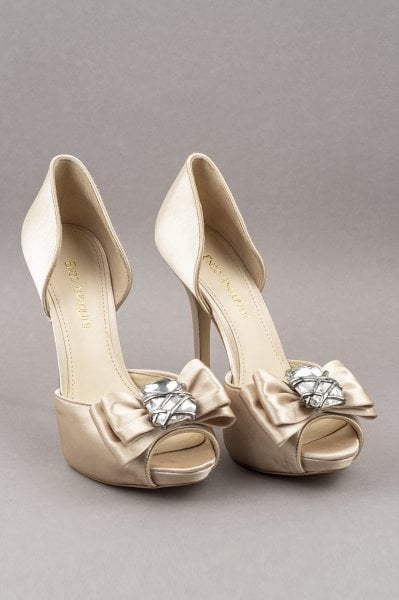 Enzo Angiolini Taşlı Fiyonk Detaylı Saten Topuklu Ayakkabı