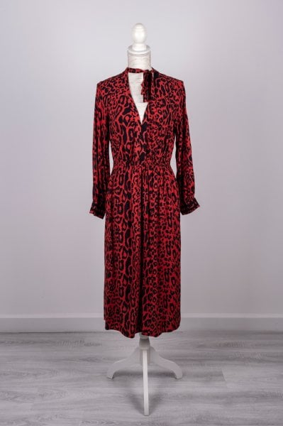 Zara Leopar Desenli Yaka Detaylı Elbise