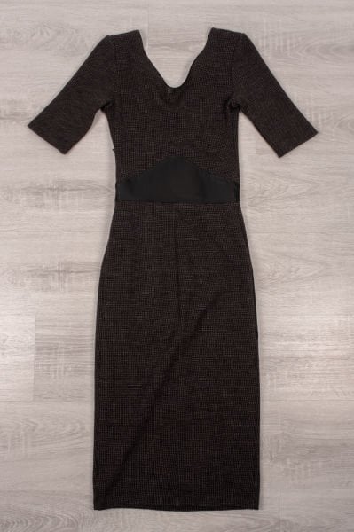 Emporio Armani Deri Detaylı Kaşe Elbise