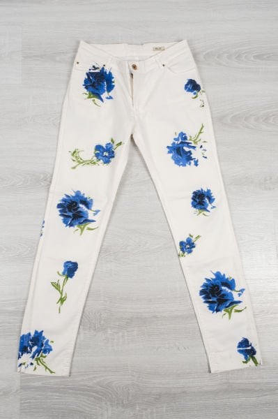 Zara Çiçekli Jean Pantolon