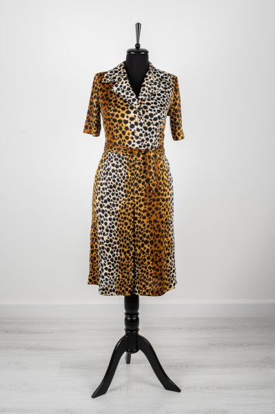 Özel Dikim 80's Vintage Gömlek Yaka Leopar Elbise