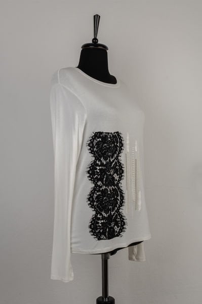 Elisa Cavaletti Dantel ve Taş Detaylı Uzun Kollu T Shirt