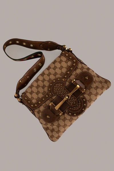 Gucci Zımba Detaylı Kumaş Omuz Çantası