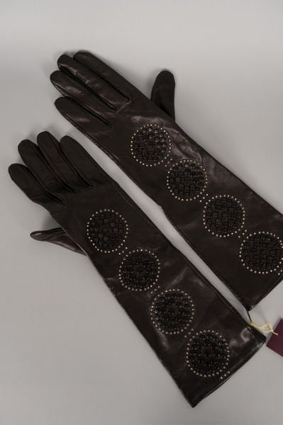 Agnelle Atelier Zımbalı Uzun Deri Eldiven