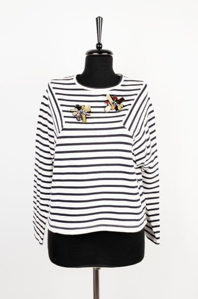 Zara Önü Taşlı Çizgili Sweatshirt