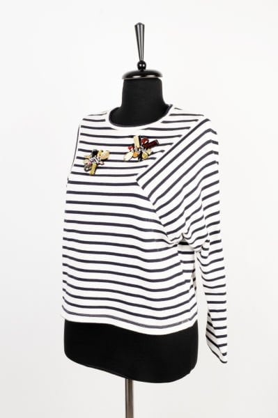 Zara Önü Taşlı Çizgili Sweatshirt